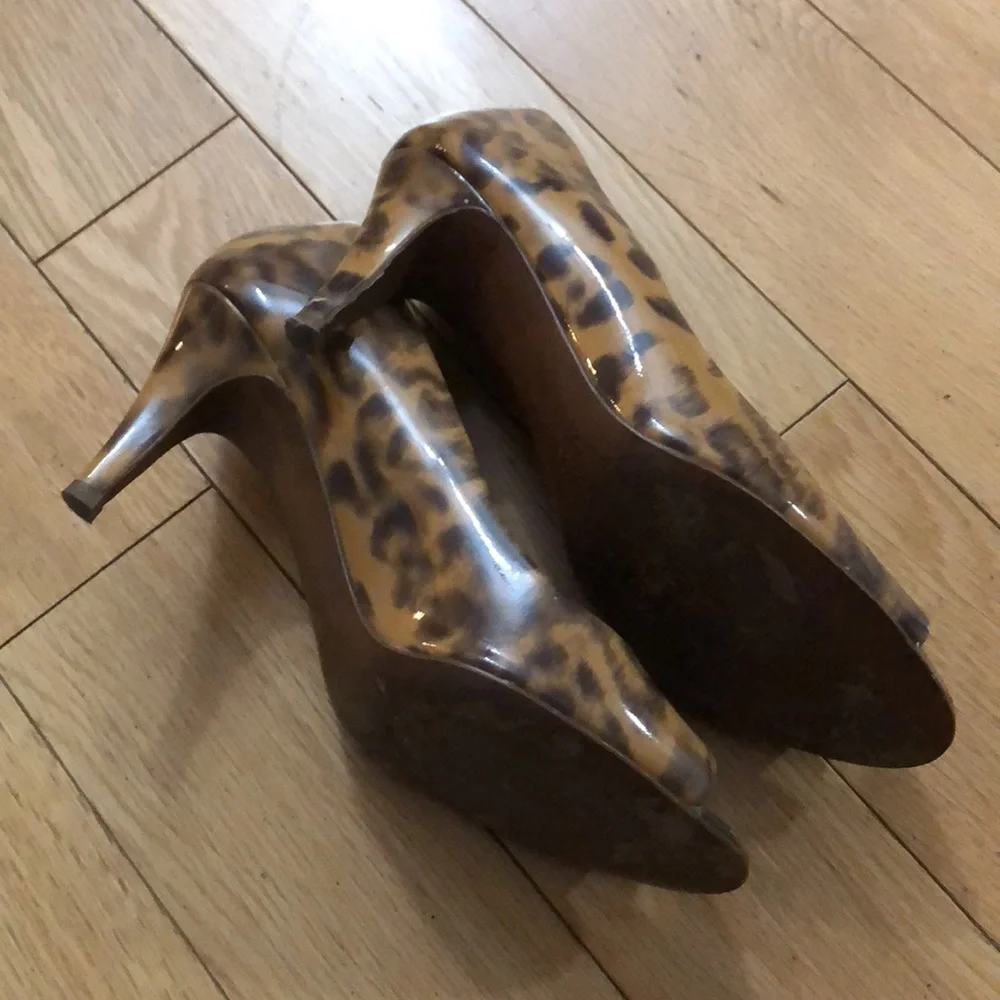 J. Crew Leopard Print Peep Toe Heels 6
